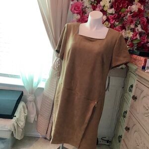 Calvin Klein plus size 20 dress brown faux suede